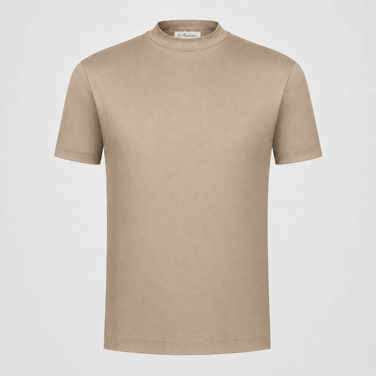 Luxus Herren T-Shirt in Beige aus merzerisierter Baumwolle – Vorderansicht | Malviro