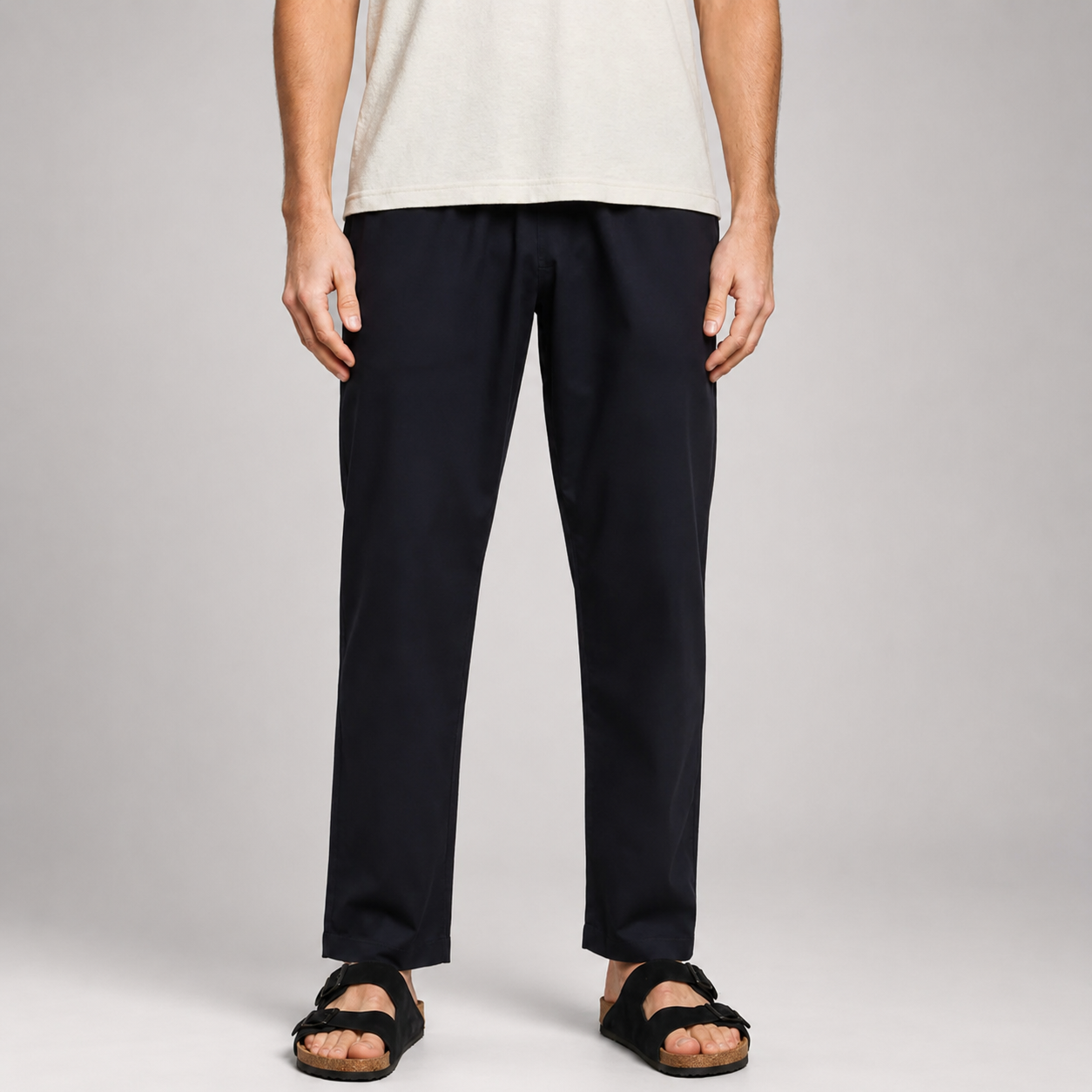 Summer Linen Mix Pants Black