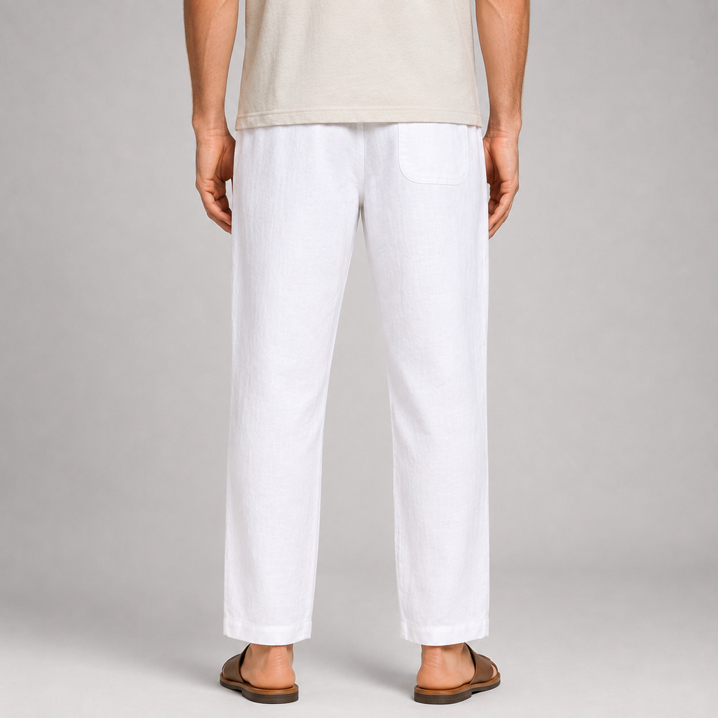 Summer Linen Mix Pants White