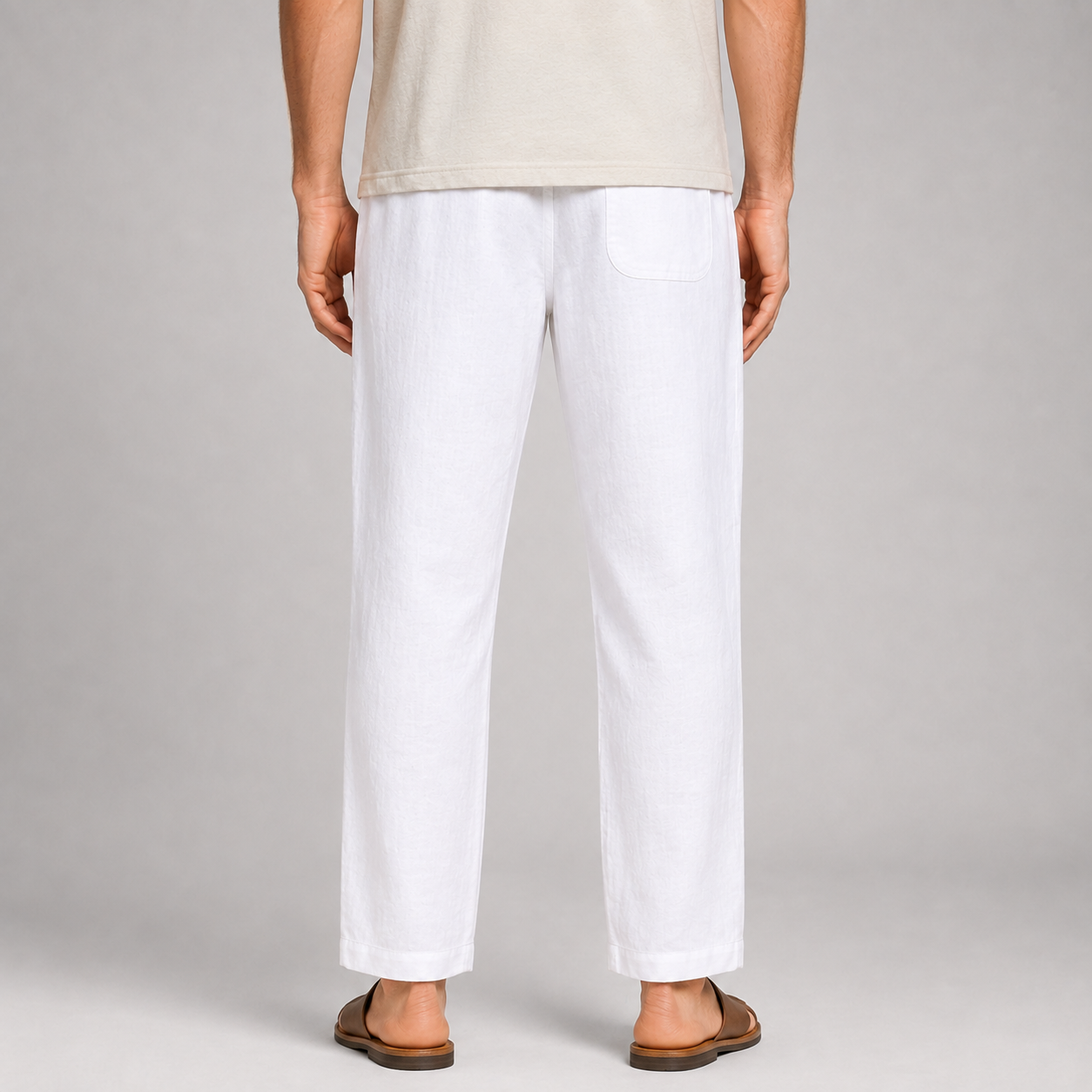 Summer Linen Mix Pants White