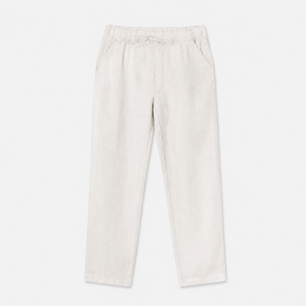 Summer Linen Mix Pants White