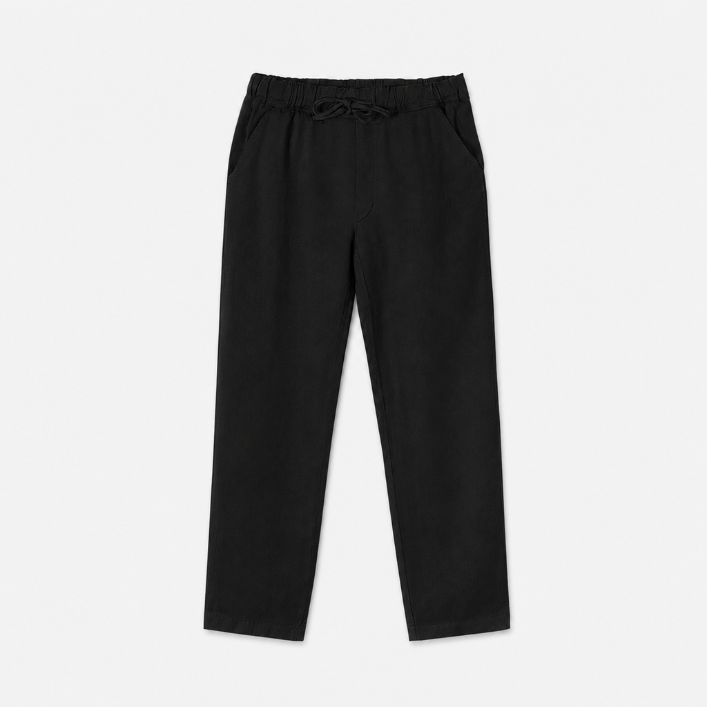 Summer Linen Mix Pants Black