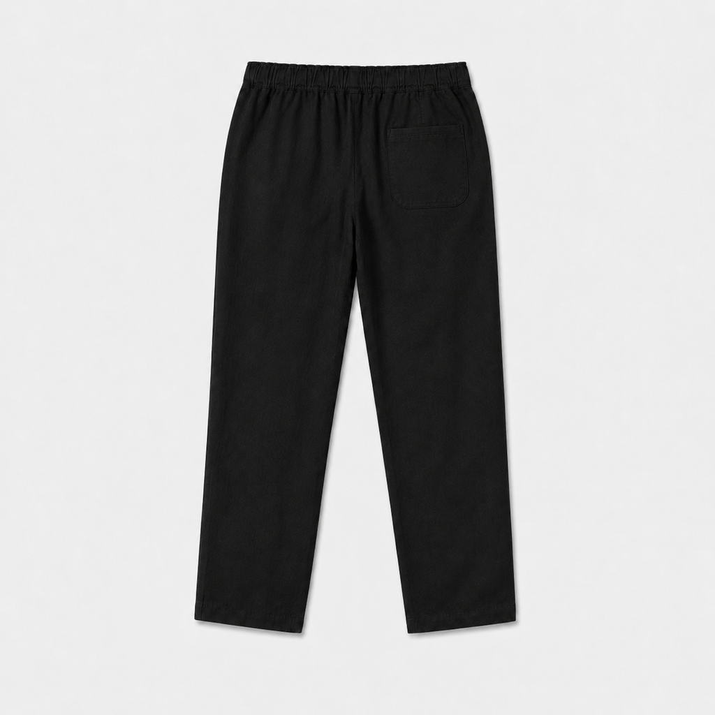 Summer Linen Mix Pants Black