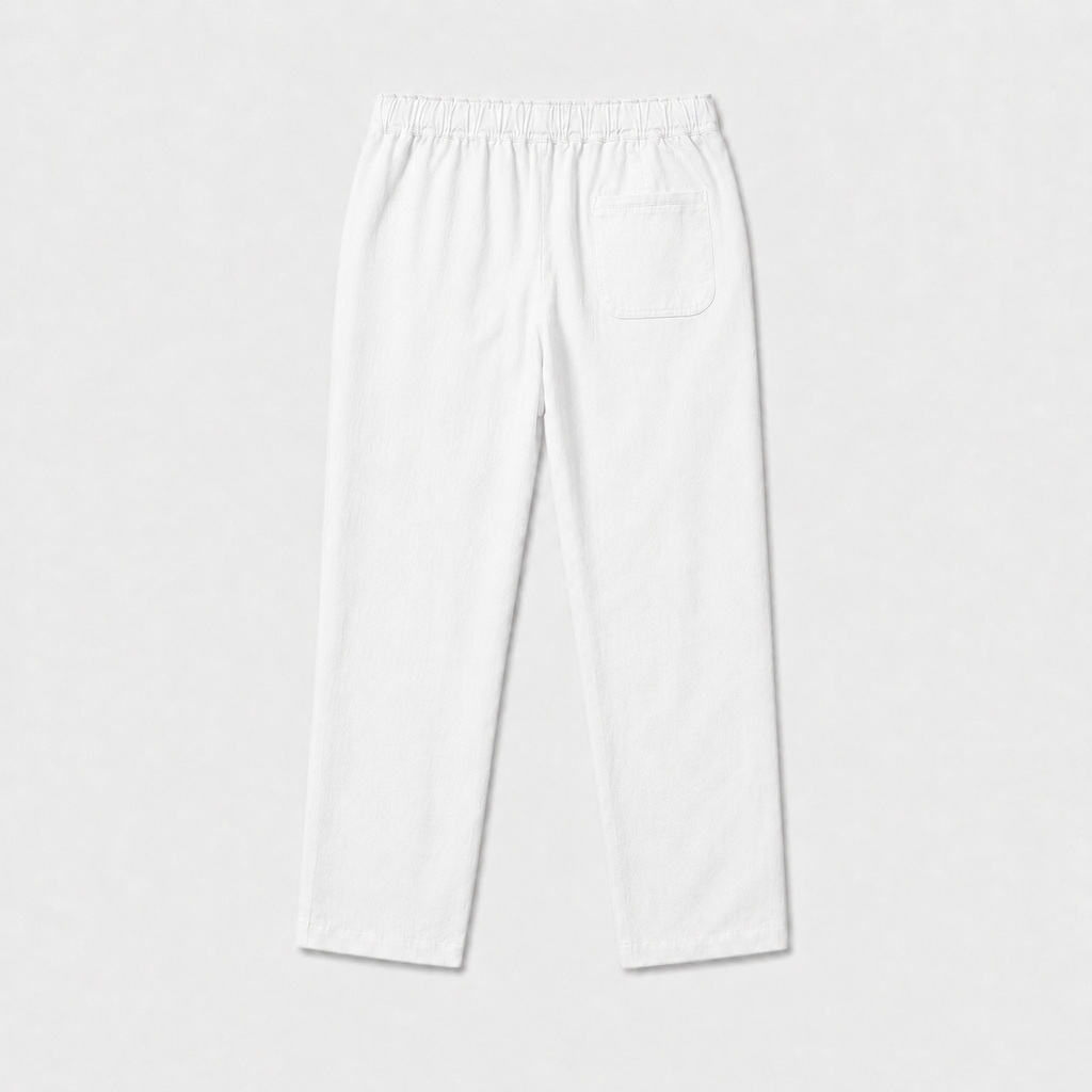 Summer Linen Mix Pants White